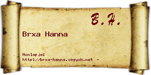 Brxa Hanna névjegykártya